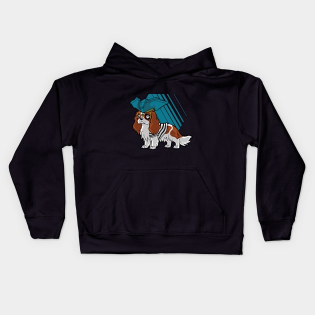 Cavalier King Charles Pirate Kids Hoodie by LYNEXART